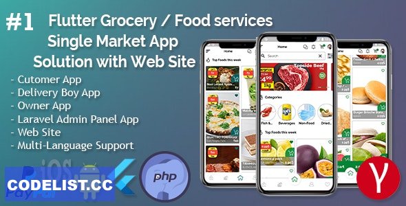 Single Market Grocery/Food/Pharmacy (Android+iOS+Admin Panel) Full App Solution with Web Site v2.1.2